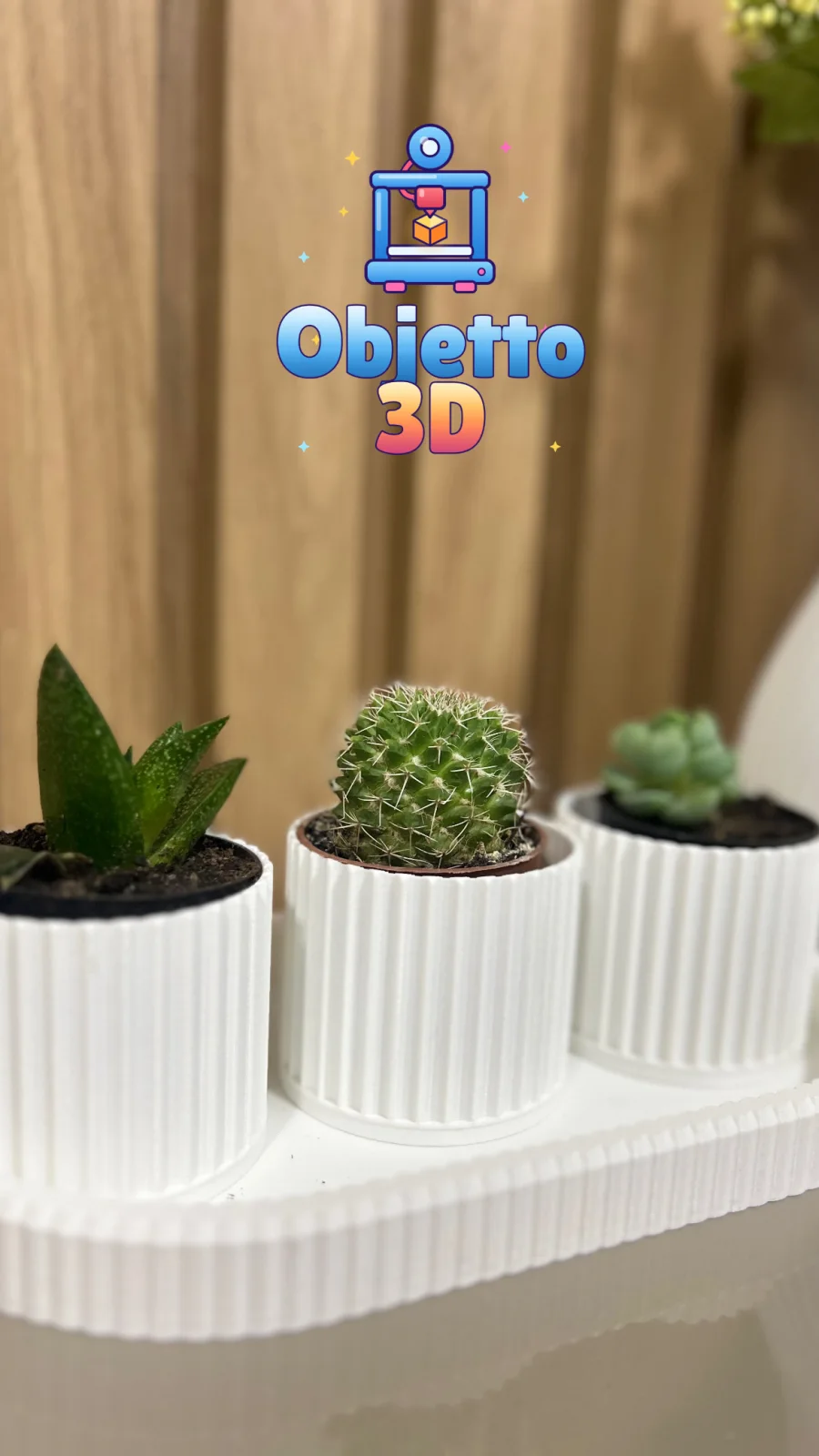 Kit Decoração - 3 Mini vasos + Bandeja